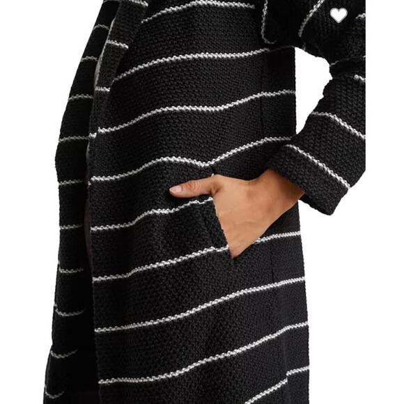 Marine Layer Open Front Cardigan Black White Stripe NWT XS - Picture 5 of 9